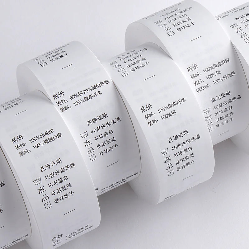 OEM/ODM Environmentally Friendly Printed Labels for Clothing and Apparel White Soft Cotton Tape Washing and Care Labels