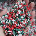 1000g DIY Craft Slime Sprinkles Christmas Red Green Tree Snowflake Rhinestones Mix Polymer Clay Sprinkles Slices