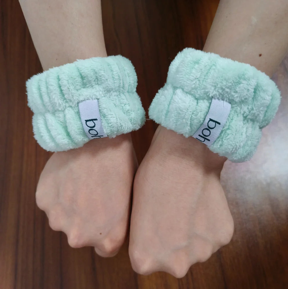 Custom Spa Headband Wrist Washband Scrunchies Cuffs for Washing Face Towel Wristbands Hair Headband Face Wash Wristband