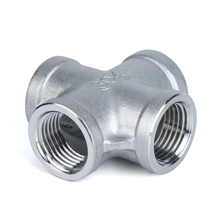 High Pressure Female Straight Cross Stainless Steel 4-way Cross Pipe Fitting