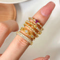 Adjustable Finger Ring Foxi Ready to Ship Fashion Gemstone Tow Tone 14K Gold & Black Gold Plated Heart Rings for Women