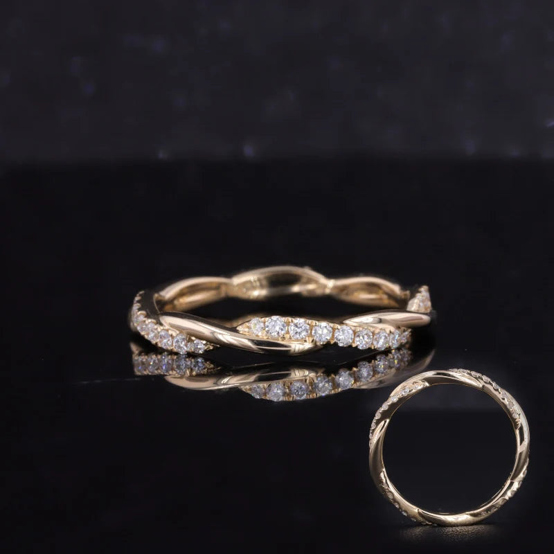 Luxury Gold Filled  14k Solid Gold 1.3mm Round Cut 1mm DEF Vs Moissanite Ladies Wedding Rings