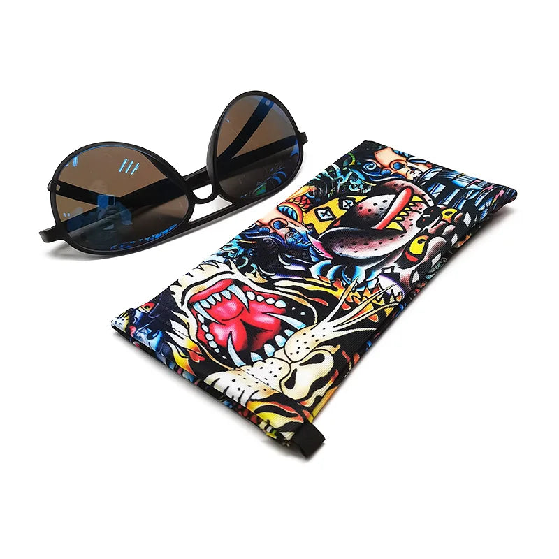 Custom Springing Squeeze Microfiber Sunglasses Pouch Snap Glasses Pouch