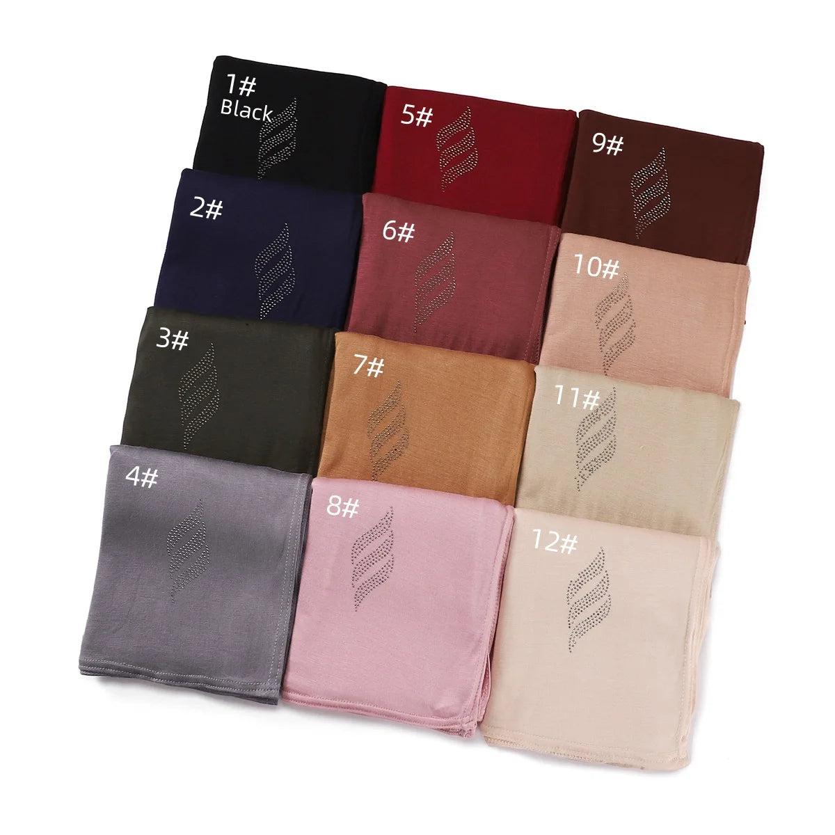 Fashion Ladies Elastic Soft Cotton Jersey Headband Shawls Muslim Women Shiny Diamond Glitter Mercerized Cotton Jersey Hijabs