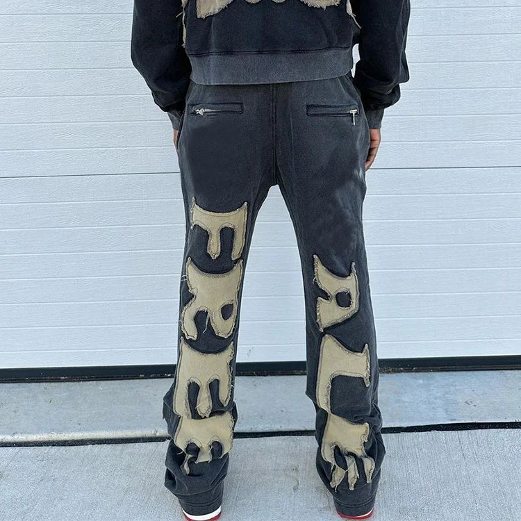 Custom Logo 100% Cotton Sweatpants With Joggers & Flared Trousers With Applique Men's Pant Collection
