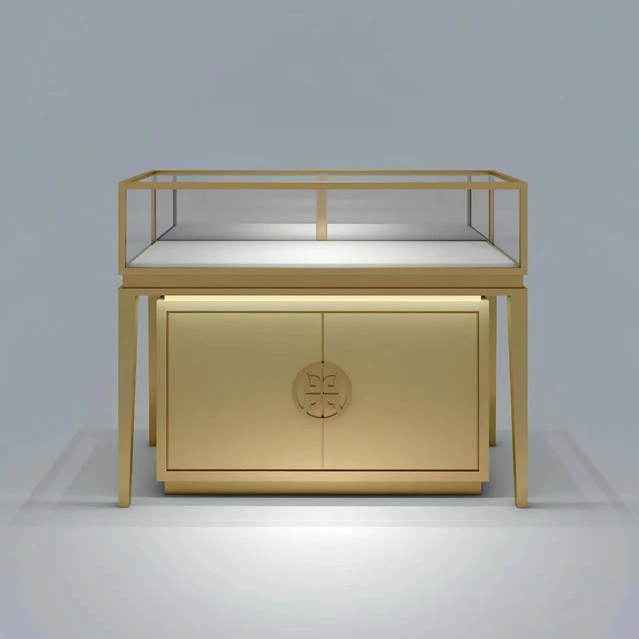 Factory Directly Sell Wood Stainless Steel Glasses Jewelry Display showcase