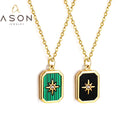 Ason Trendy Dainty Fashion Jewelry Zircon Sun Star Pendant Necklace Vintage 18K Gold Plated Stainless Steel Necklaces for Women