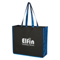 Kikuu Cannaburst Letter Pattern Medium Size Non-Woven Handled Tote Bag with Open Top and Metallic Piping Accent