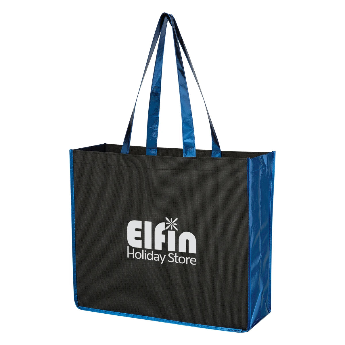 Kikuu Cannaburst Letter Pattern Medium Size Non-Woven Handled Tote Bag with Open Top and Metallic Piping Accent