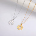 Trendy Real 18k Gold Plated Stainless Steel Flower Necklace Women Round Flower Pendant Necklace Charm Necklace Accessories Gifts