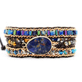 Customizable Sodalite Gemstone Wrap Bracelets Leather Fashion Bangles Wholesale Product