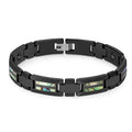 POYA Ready to Ship 10mm Abalone Shell Inlay Ceramic Bracelet Black Mens Tungsten Bracelet