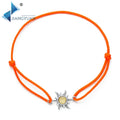 925 Sterling Silver Orange Sun Transparent Glass Bracelet - Adjustable Boho Chic Jewelry Gift for Women Hypoallergenic Design