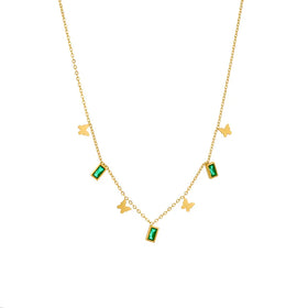 New Arrival Non Tarnish 18k Gold Plated Stainless Steel Zircon Women Butterfly Necklace Jewelry