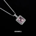 Full Diamond S925 Sterling Silver Powder Gemstone Pendant Zircon Necklace Men and Women Trendy Hip-hop Collarbone Chain Jewelry