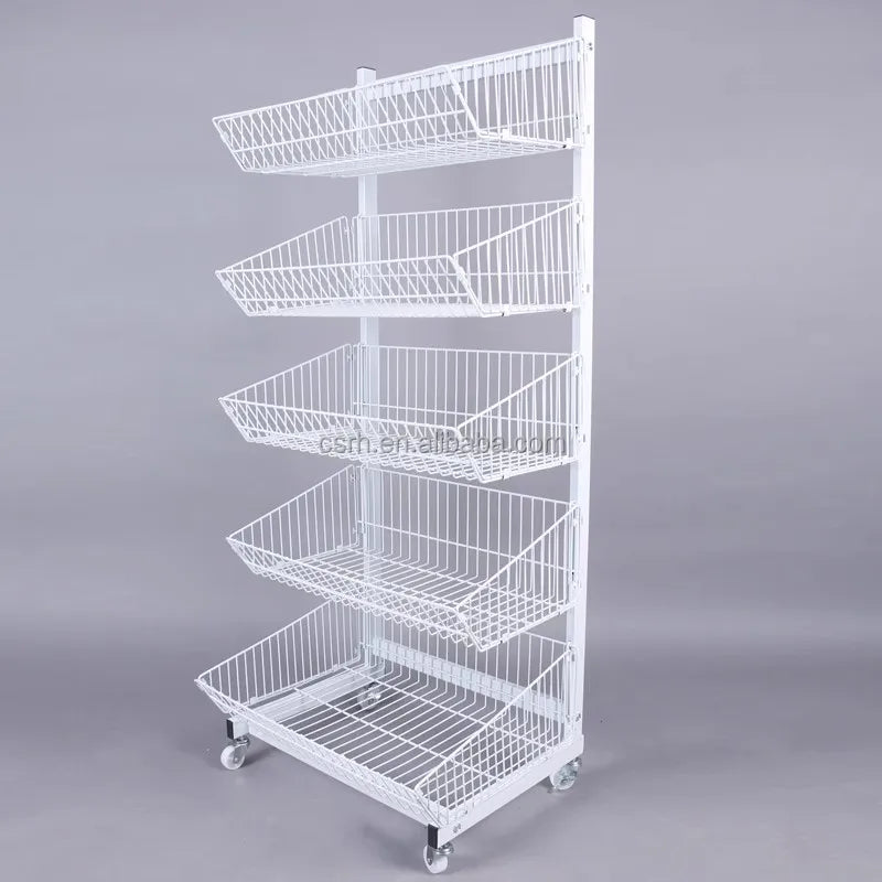 580*450*1450mm 5 Layers White Baskets Stacking Rack MegaBDM