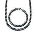 Hot Selling Vintage Stainless Steel Franco Black Cuban Link Chain Necklace Jewelry Sets Bracelet Women Mens