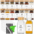 Wholesale Kitchen 16pcs 180 ml Square Transparent Glass Spice Shaker Storage Jars Set with Bamboo and Lids Labels Funnel