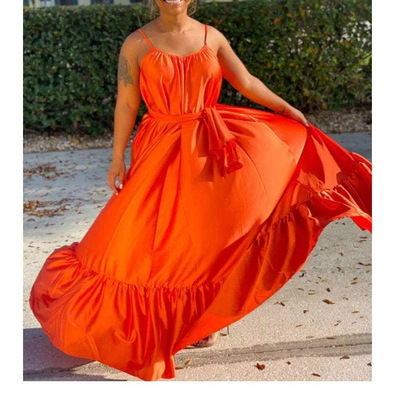 Long Style African Dresses for Women Apparel Bright Solid Tank Top African Dress Dashiki Maxi Dress African Robe Africaine Femme