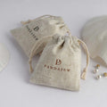 PandaSew Custom Logo Print Linen Drawstring Jewelry Pouch Packaging Bag for Gift