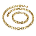 Kalen Fashion Dubai Bridal Gold Plated Jewellery Sets Bracelet Necklace Stainless Steel Jewelry Set for Men