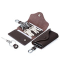 Custom Fashion Brown Cowhide Leather Key Holder Case with Metallic Key Chain Plain Printing Bag Usage