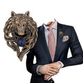 Retro Fashion Wolf Brooch Men's Personality Suit Corsage Animal Plating Lapel Pin Brooches With Blue Stone