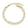 Wholesale Custom Stainless Steel Flat Rectangle Geometric Chain 14K 18K Gold Plated Paper Clip Paperclip Link Chain Bracelet