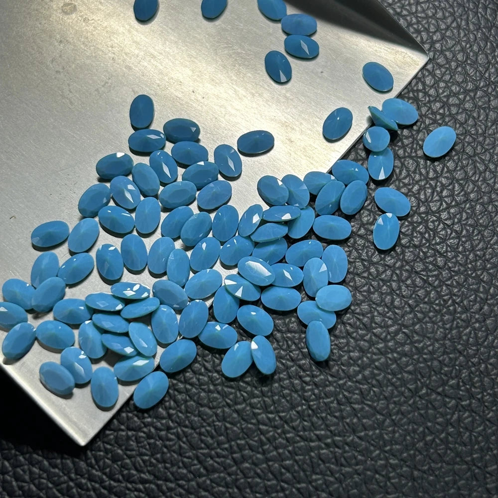 Marquise Oval Round High Temperature Resistance Synthetic Nano Blue Turquoise Gemstone