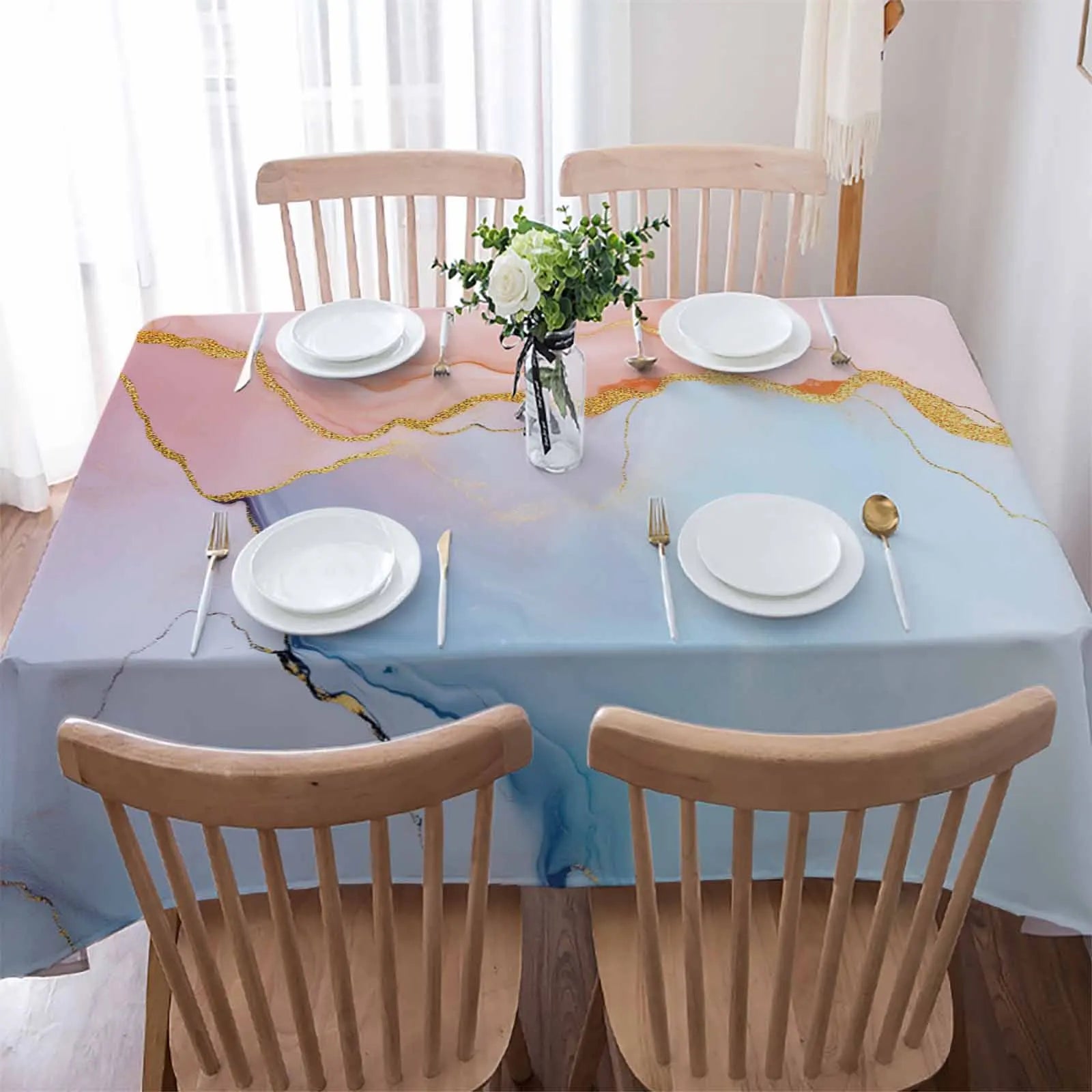 Custom Luxury Marble Print Tablecloth Nature Surface Rectangular Table Cover for Dining Room Kitchen Decor