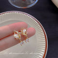 925 Silver Needle Exquisite Shining Crystal Rhinestone Drop Earrings Women 14k Gold Plated Cat Eye Stone Diamond Opal Earrings
