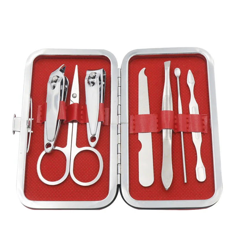 Professional Manicure Set Custom Nail Clipper Pedicure Kit with Travel Case 7-Piece Stainless Steel Nail Tools