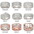 Abiding Custom Exquisite Luxury Cubic Zirconia 925 Sterling Silver King & Queen Band Ring Wedding Ring Set for Ladies Men