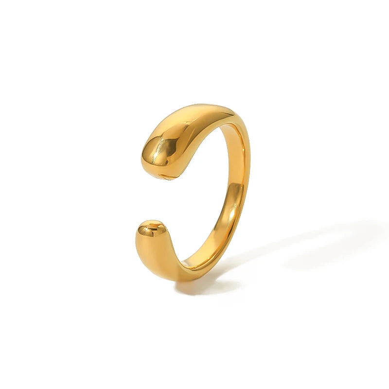 Minimalist  Fashionable 316L Stainless Steel 18K Gold Plated Chubby Open Rings Adjustable for Women