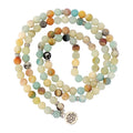 Classic 108 Beads Prayer Malas 8mm Matte Amazonite Beads Knotted Long Tassel Spiritual Necklaces Handmade Yoga Jewelry Gift