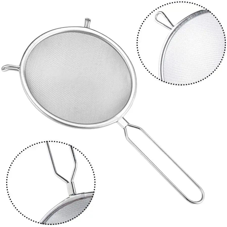 Double-Ear Multifunction Kitchen Strainer Food Sieve Flour Juice Vegetables Fruits Pasta Noodles Stainless Steel Mesh