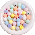 Wholesale  Plastic Bead Size 16MM Makaron Color Plush Beads Round Flocked Acrylic Beads for Phone Case Bracelet Making