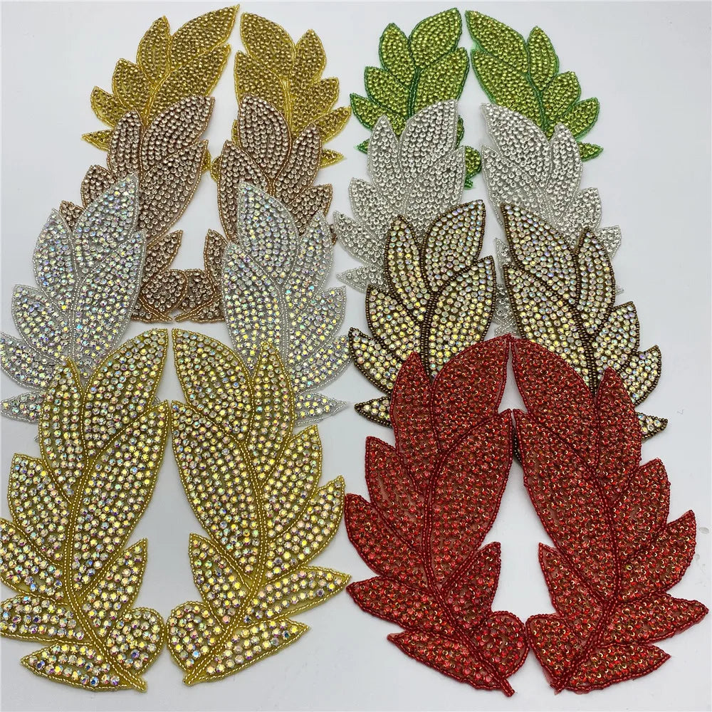Embroidery DIY Leaf  Cloth Patch Iron on  Motif Applique Patch for Wedding Dress