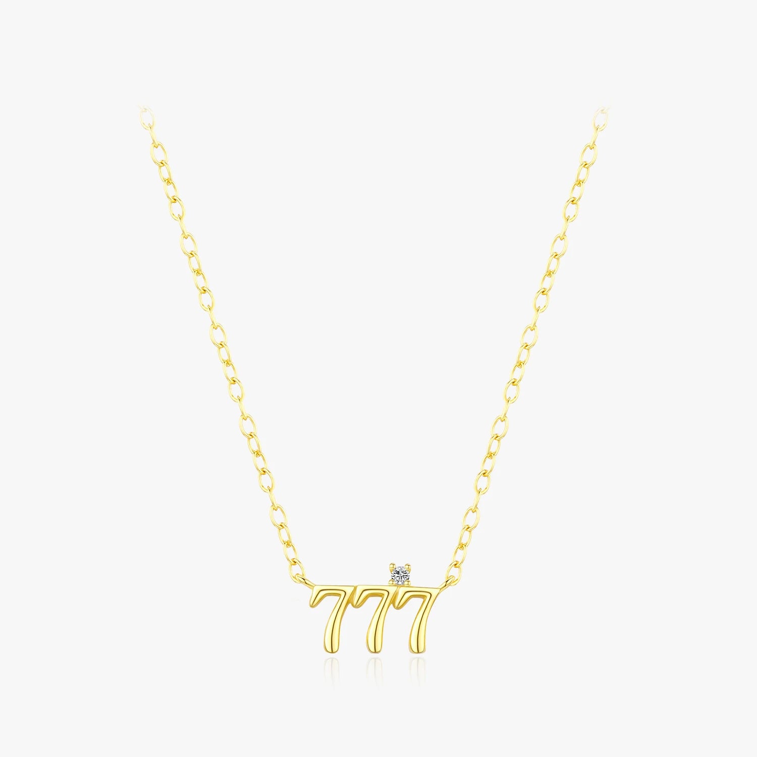 Gold Color Neck Chain for Women Fine Jewelry Accessories 925 Sterling Silver Lucky Number 777 Pendant Necklace