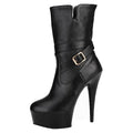 Autumn and Winter New 15cm Women's Motorcycle Boots Platform Ankle Boots Women's Shoes SHORT BOOTS 6 Inch Fashion High Heels