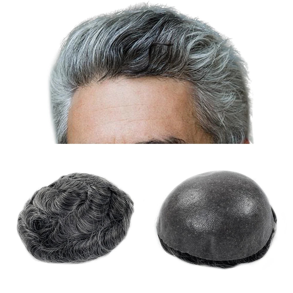ORG-factory Wholesale Stock Multiple Size Invisible Hairline Human Hair Toupee 5X7 6X8 8X10 PU Indian Human Hair Toupee for Man
