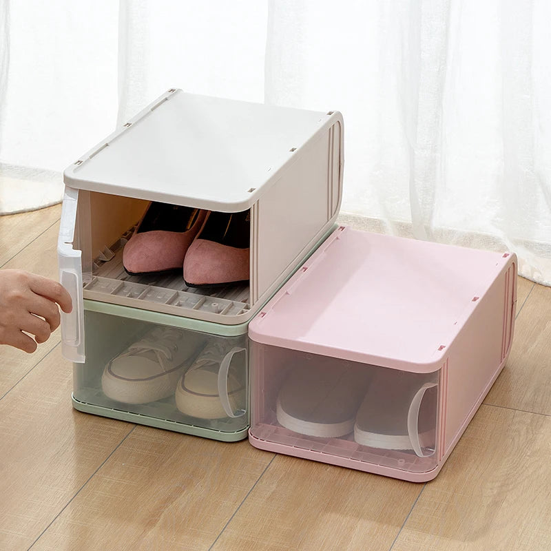 Detachable Rectangle Plastic Shoe Storage Box Stackable Sneaker Organizers for Closet