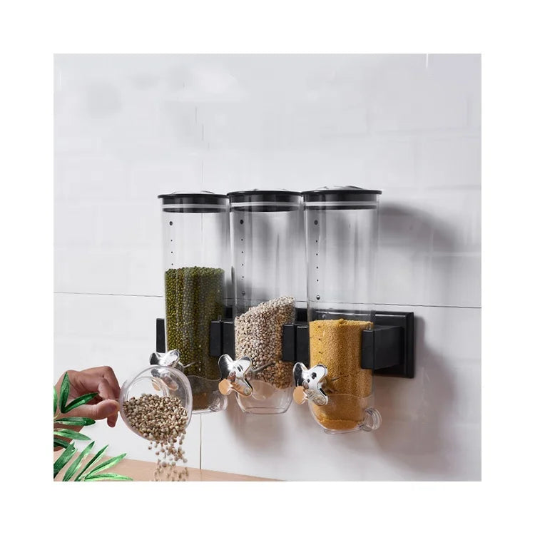 Kitchen Wall Mounted Round PS Plastic Injection Molding Airtight 3-6L Oat Storage Tank Cereal Dispenser