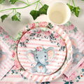 Pink Elephant Paper Plates Set Decorations Kids Birthday Babyshower Party Supplies Disposable Tableware Set Plates Cups Napkins