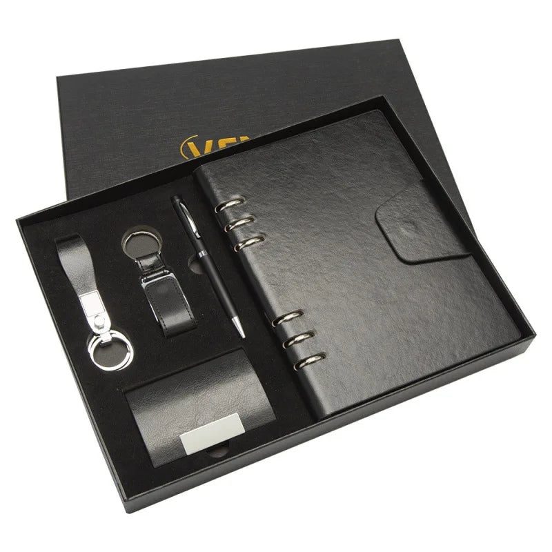 2026 Top Selling Items Cooperational Products Business Loose Leaves Notebook With Pen Gift Set for Business Men and Official Men