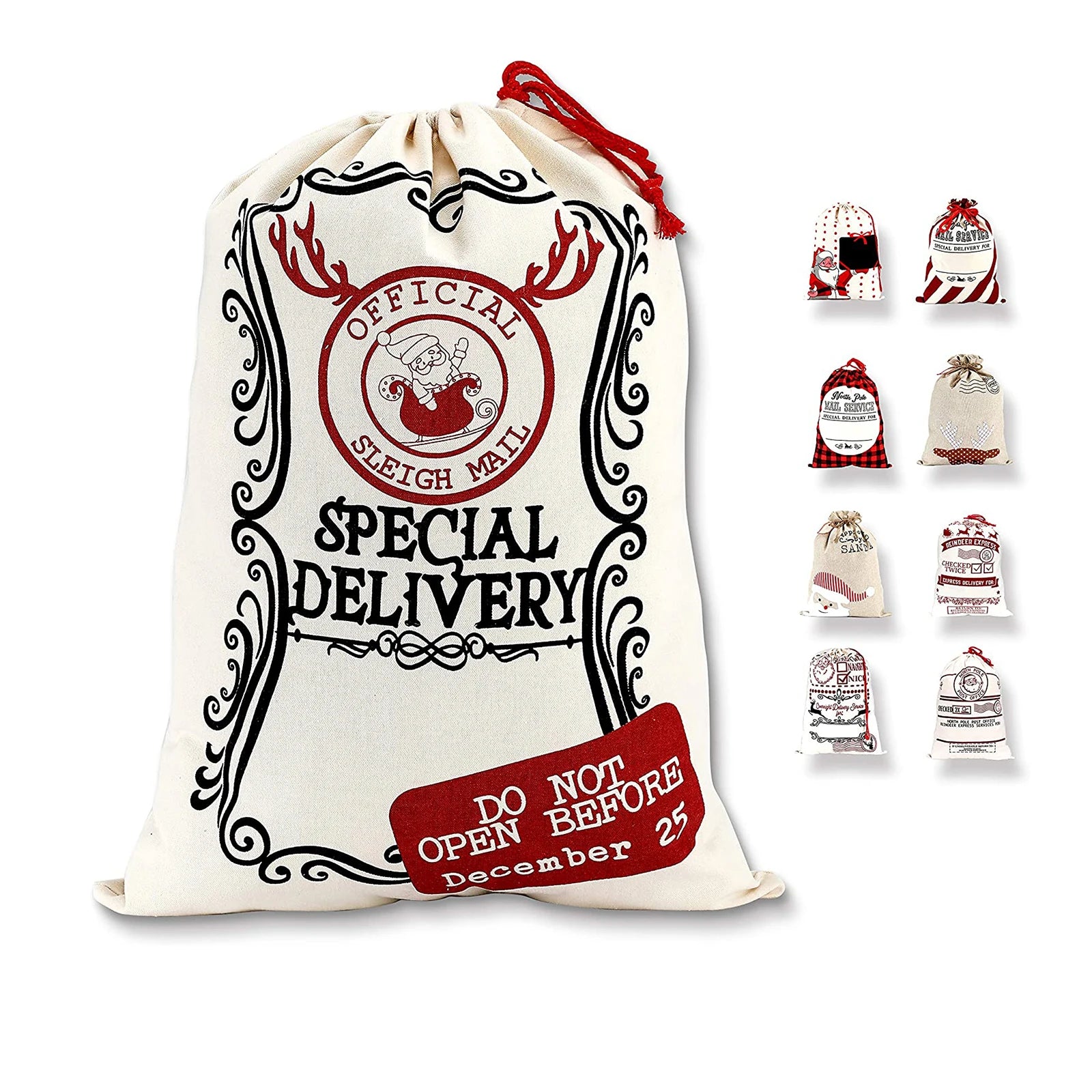 Custom Large Unicorn Animal Prints Canvas Drawstring Gift Bags Personalized Plain Cotton Santa Sack for Christmas Shopping