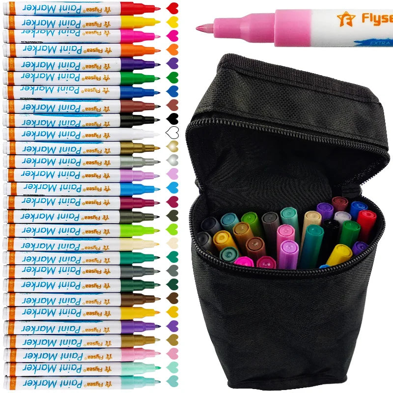 28 Colors Pack Fine Tip Mug Glass Ceramic DIY Painting Acrylic Marker Paint Pens