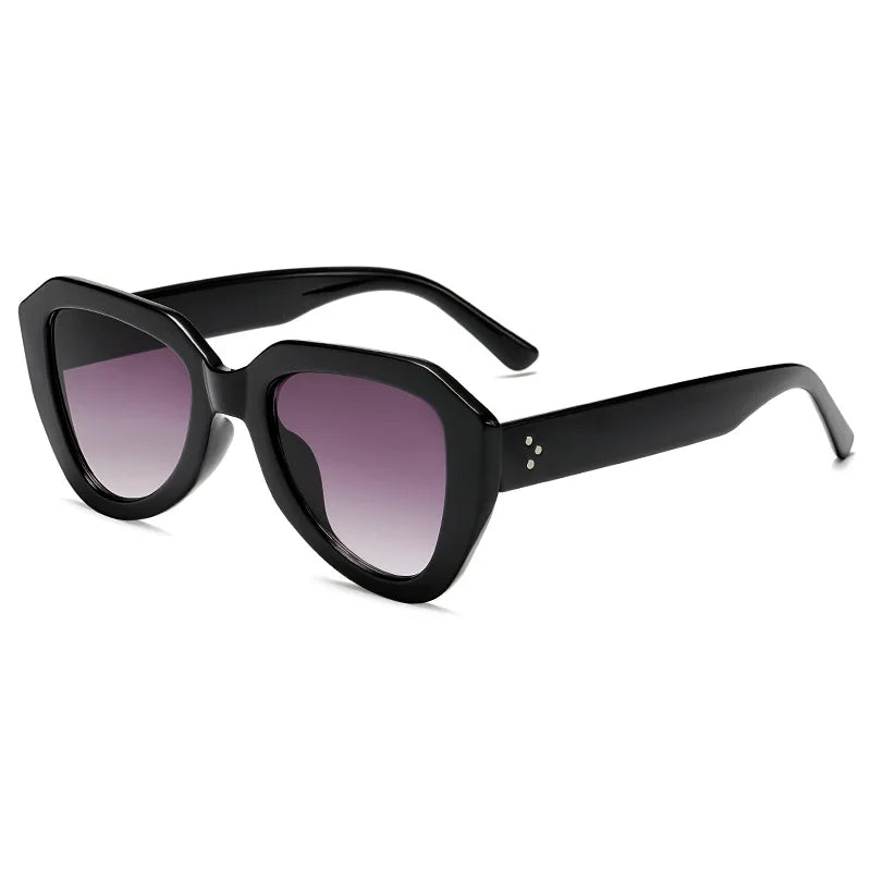 Custom Fashion Polygon Sun Glasses Female PC Frame Rivet Shades Glasses Women Fashion Sunglasses