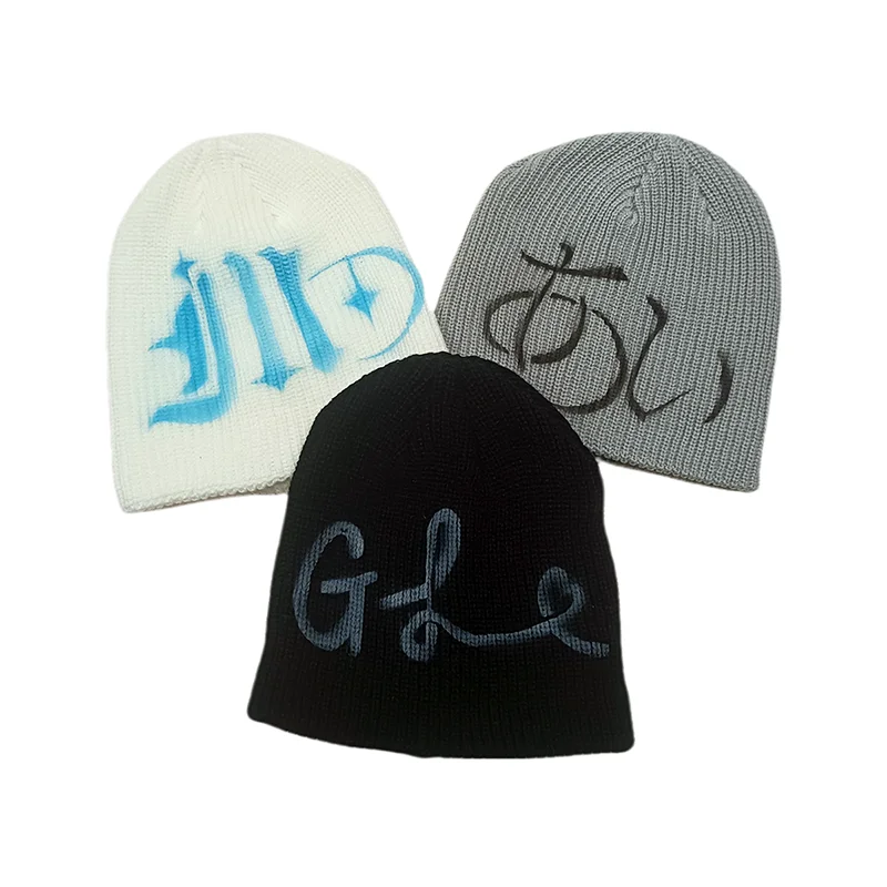 Custom Winter Outdoor Knitted Ski Hat Graffiti Style with Warmth and Letter Printing Wholesale Hip Hop Beanie for Travel