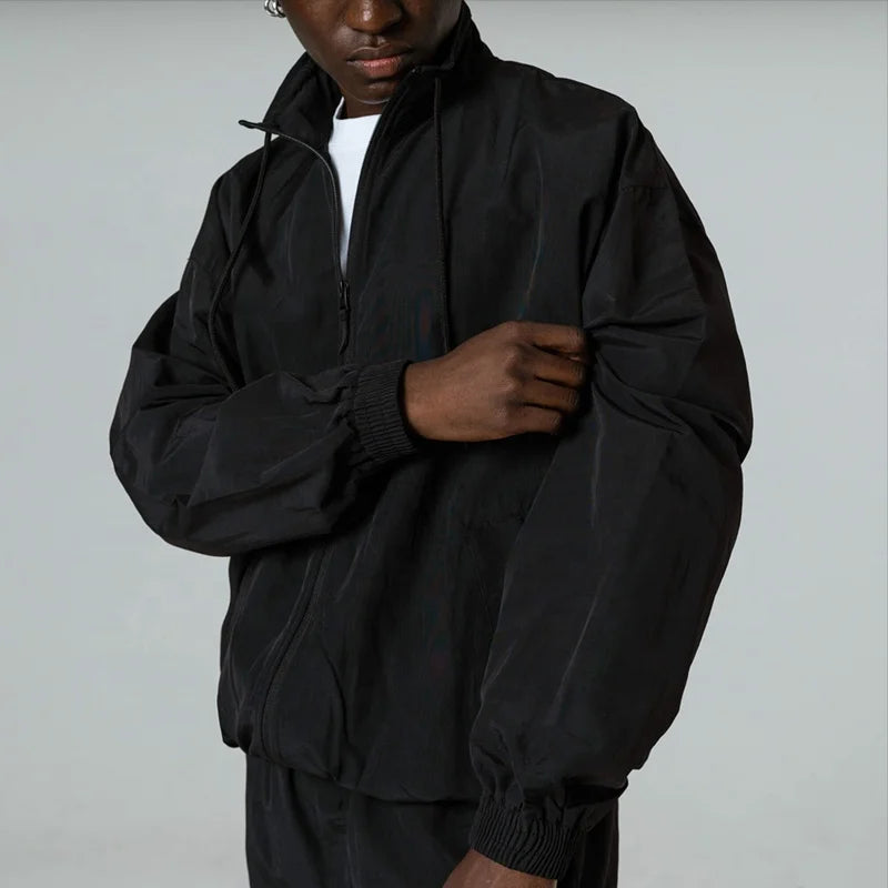 OEM Custom 100% Nylon Jacket Men Streetwear Gym Jogging Running Football Zip Tracksuit Winter Fitness Workout Style